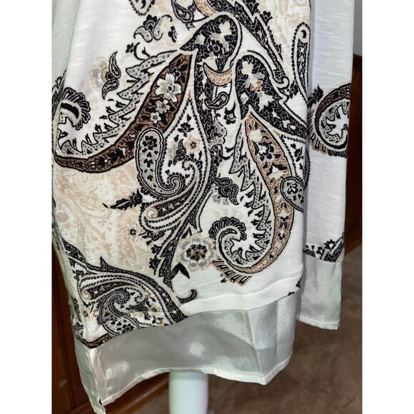 NWT Womens White House Black‎ Market Paisley Print Short Sleeve Tunic Blouse S - Picture 4 of 8